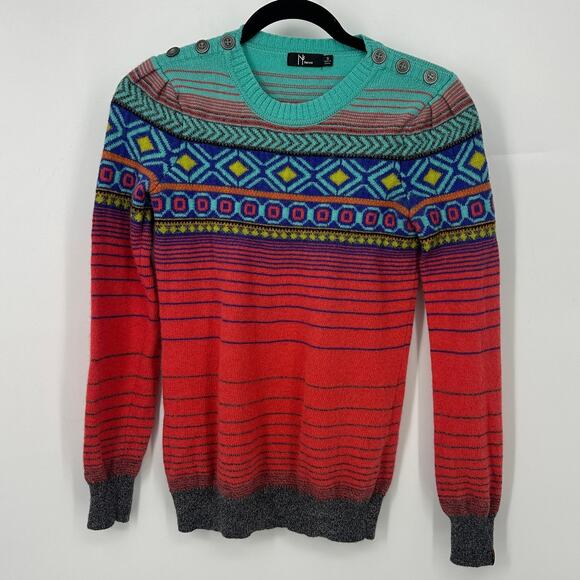 Neve sweater size small colorful merino lambswool angora pullover ski snow - Picture 1 of 9